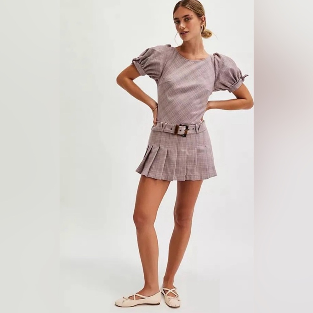 Free People Sevi mini dress in pink plaid size X small